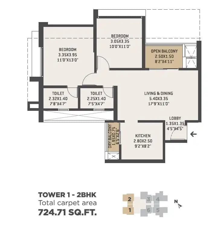VTP Altair Unit plan - 725 sq.ft.