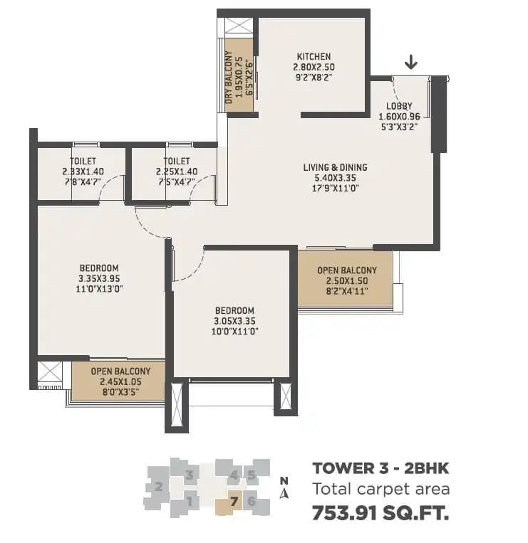 VTP Altair Unit plan - 754 sq.ft.