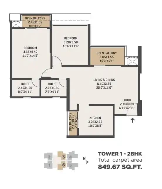 VTP Altair Unit plan - 850 sq.ft.