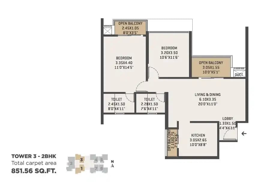VTP Altair Unit plan - 852 sq.ft.