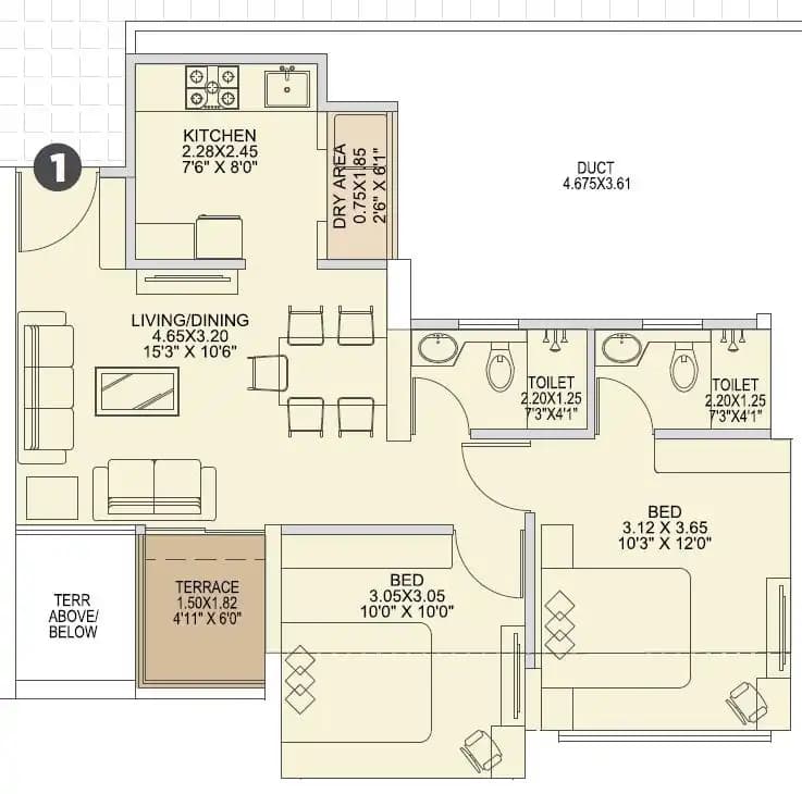 Unit plan - 623 sq.ft.