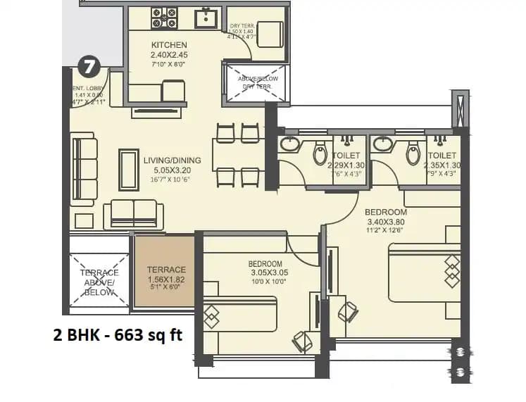 Unit plan - 663 sq.ft.
