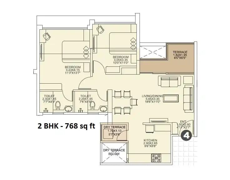Unit plan - 768 sq.ft.
