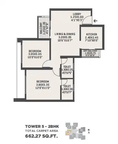VTP Verve Unit plan - 662 sq.ft.