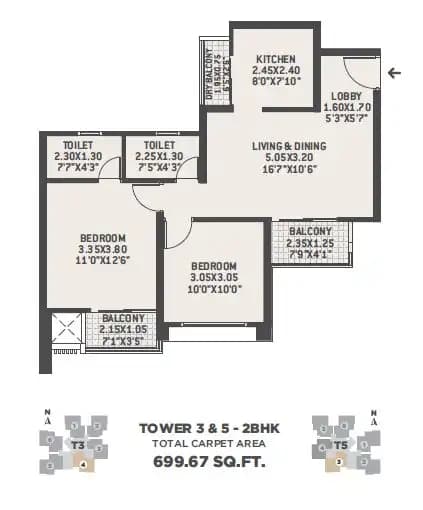 Unit plan - 699 sq.ft.