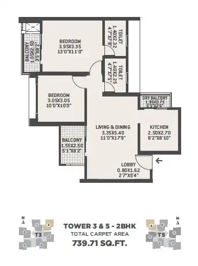 VTP Verve Unit plan - 740 sq.ft.