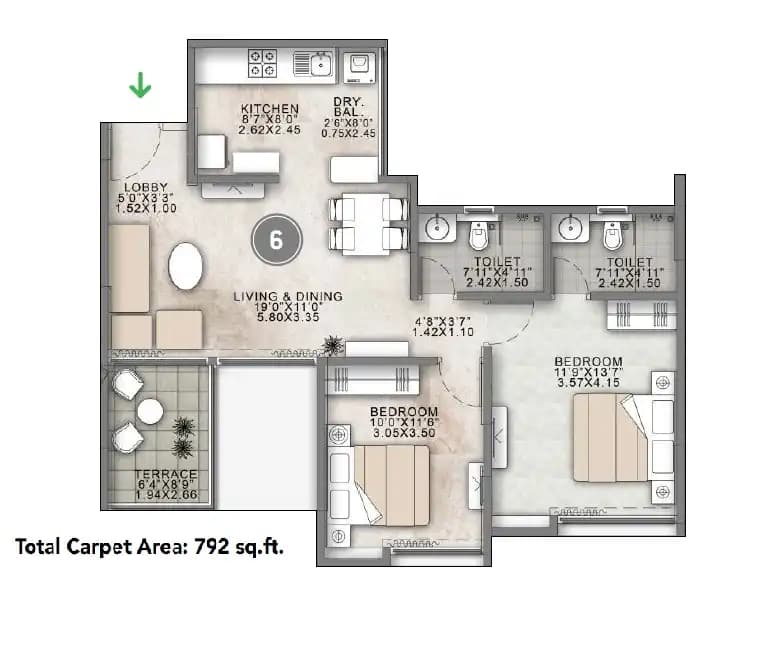Unit plan - 792 sq.ft.