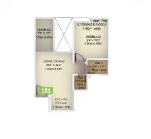 Unit plan - 366 sq.ft.