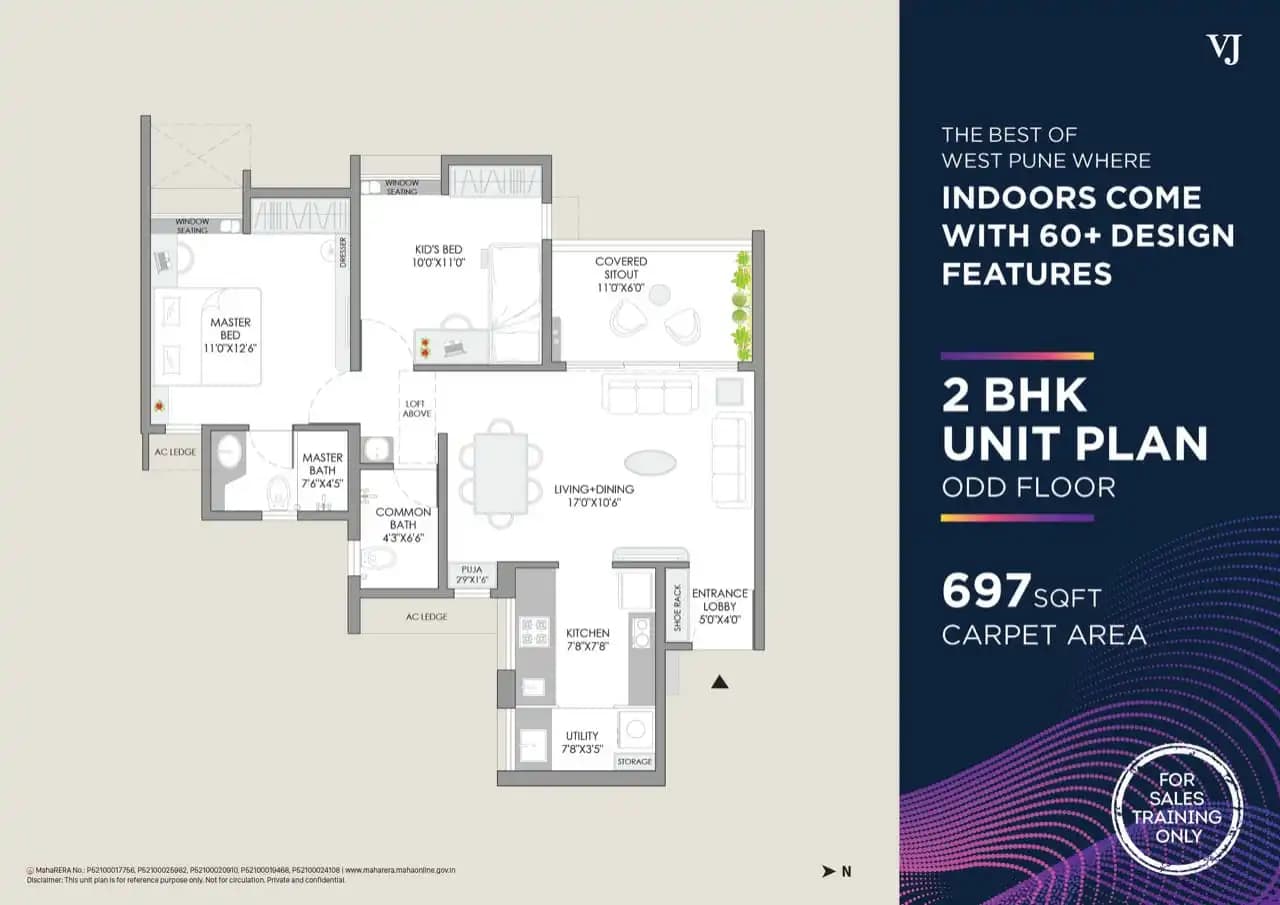 VJ Yashwin Supernova Unit plan - 697 sq.ft.