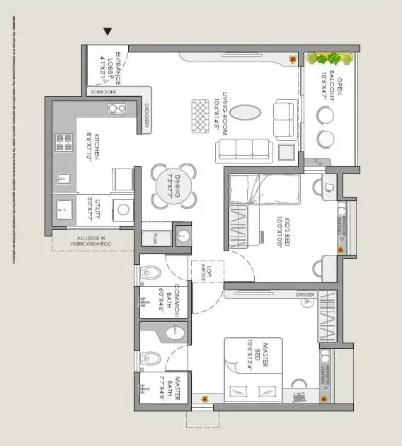 VJ Yashwin Orizzonte Unit plan - 707 sq.ft.