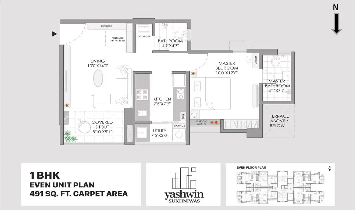 Vj Yashwin Sukhniwas Unit plan - 491 sq.ft.