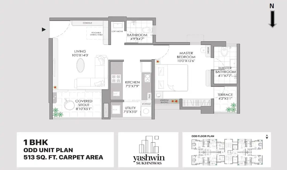 Vj Yashwin Sukhniwas Unit plan - 513 sq.ft.