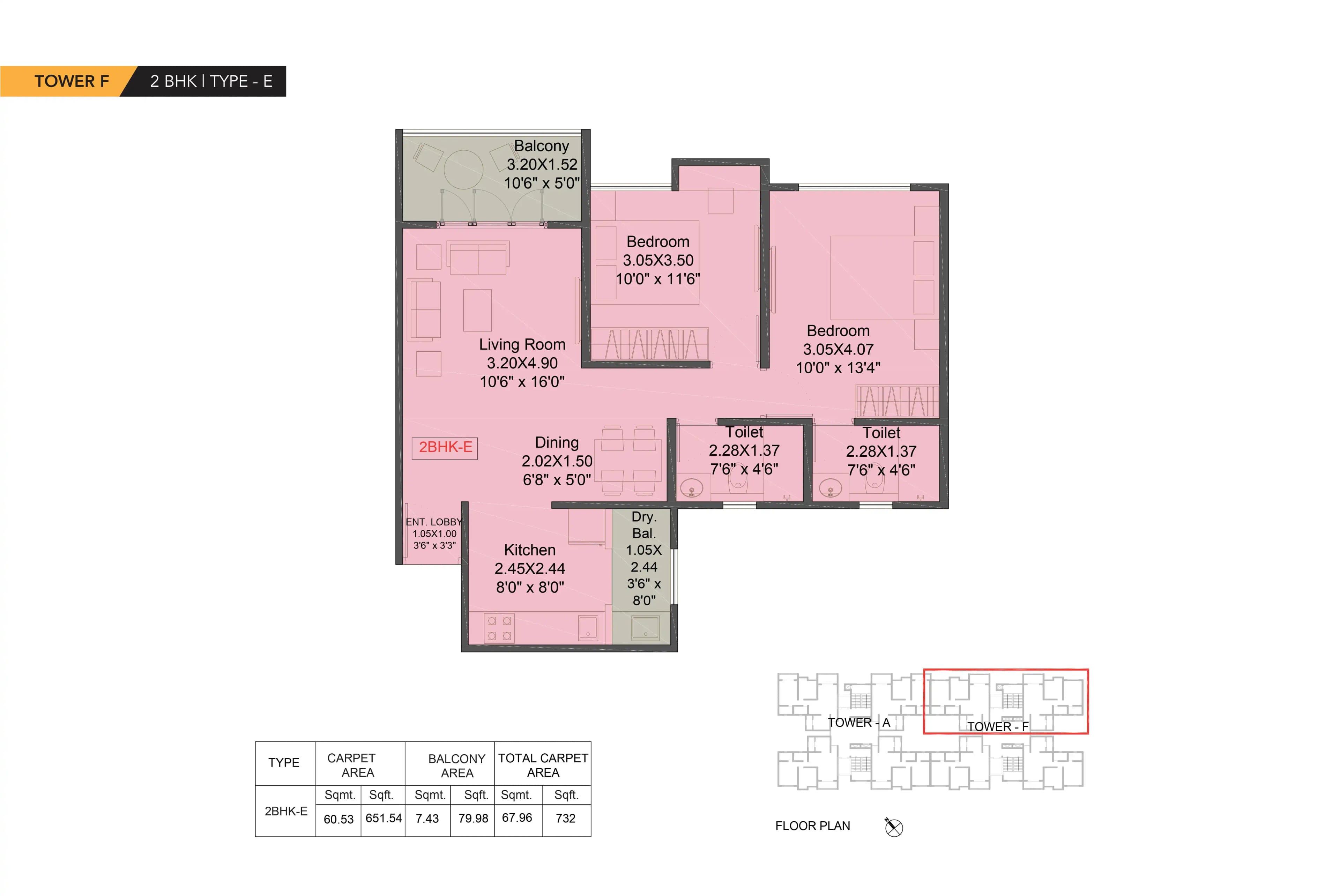 Unit plan - 732 sq.ft.