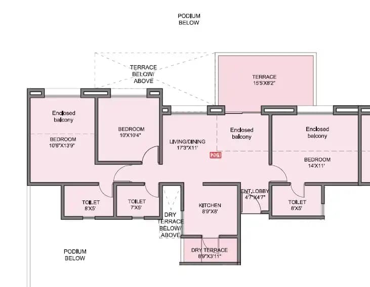 Unit plan - 1045 sq.ft.