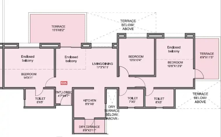 Kohinoor Grandeur Unit plan - 1123 sq.ft.