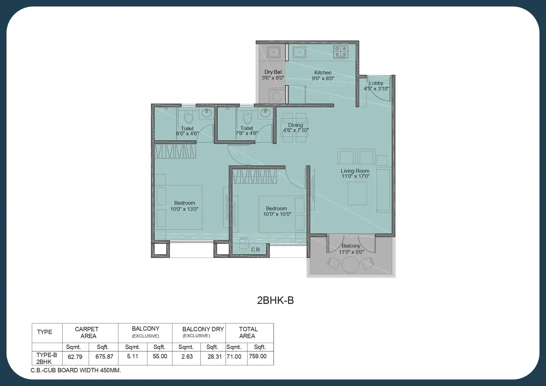 Unit plan - 759 sq.ft.
