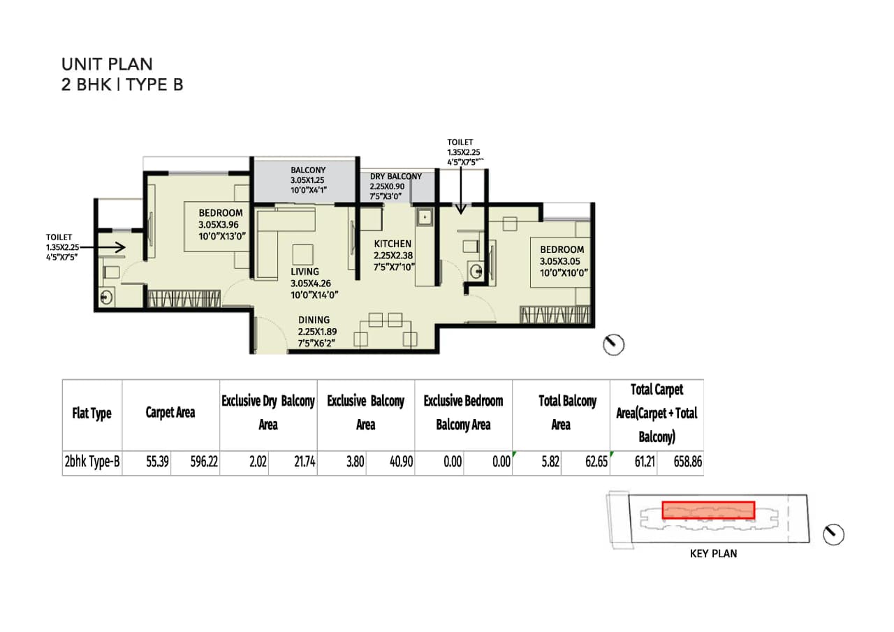 Kohinoor Emerald Unit plan - 658 sq.ft.