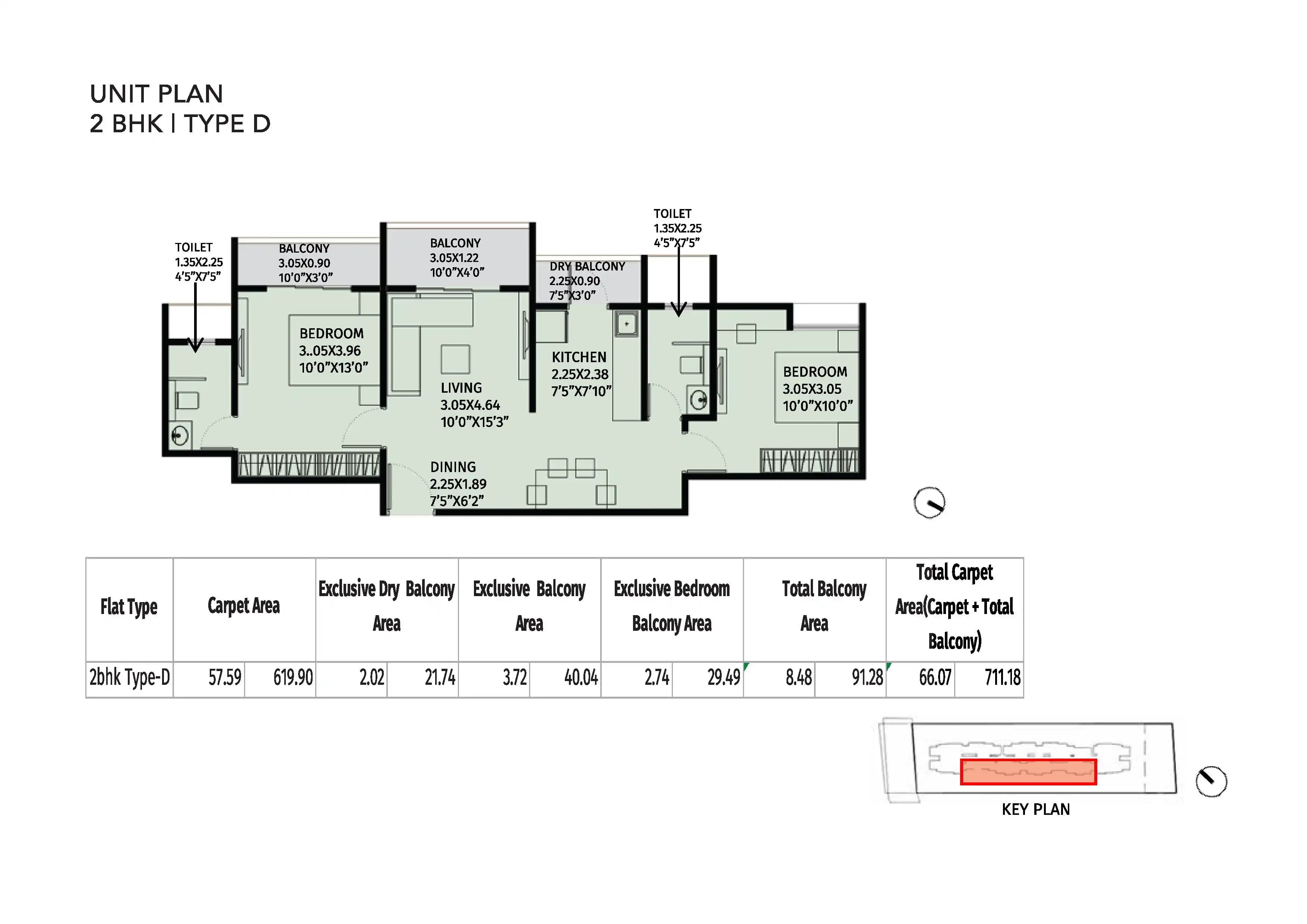 Unit plan - 711 sq.ft.