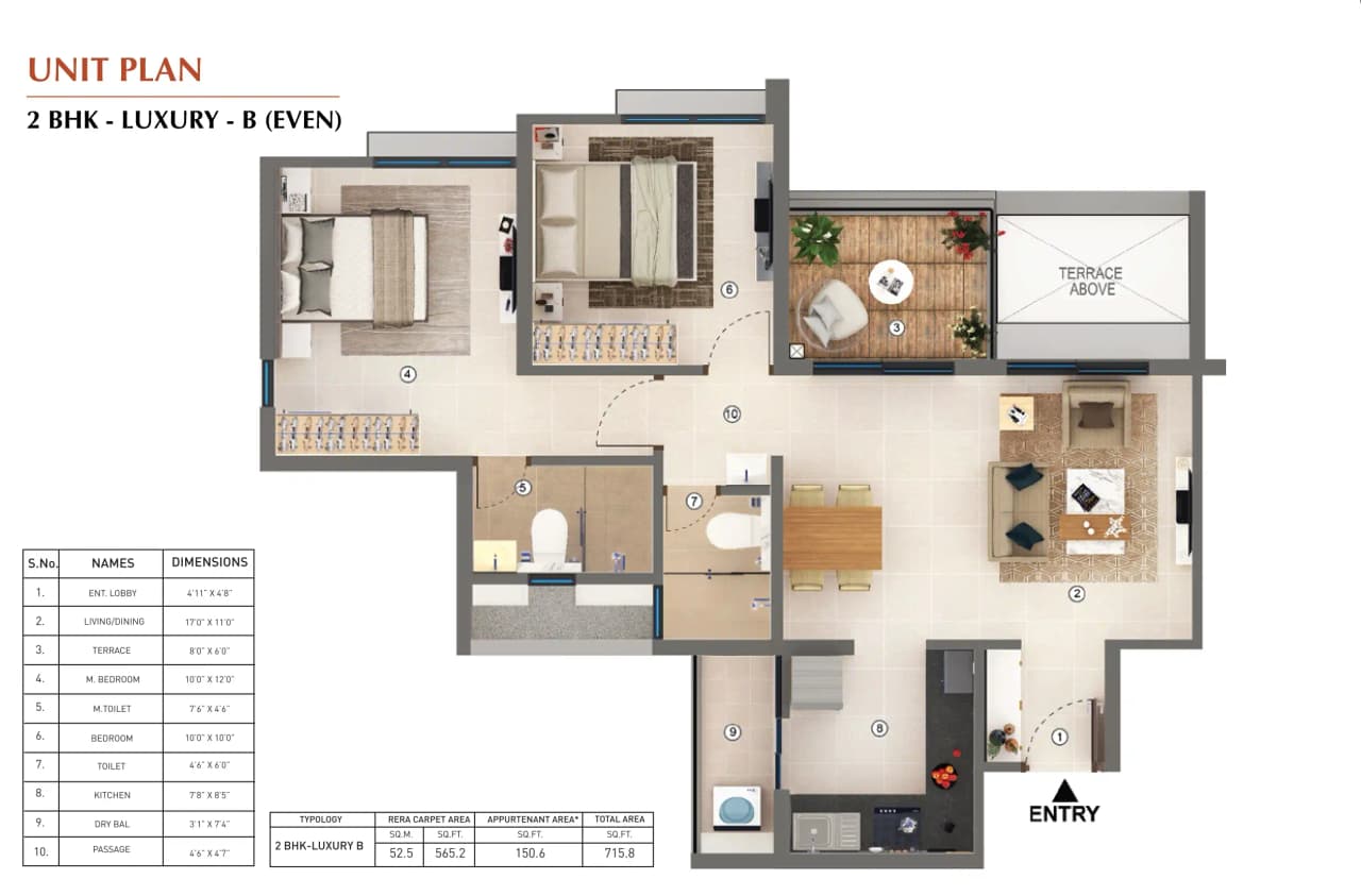 Joyville Sensorium Unit plan - 715 sq.ft.