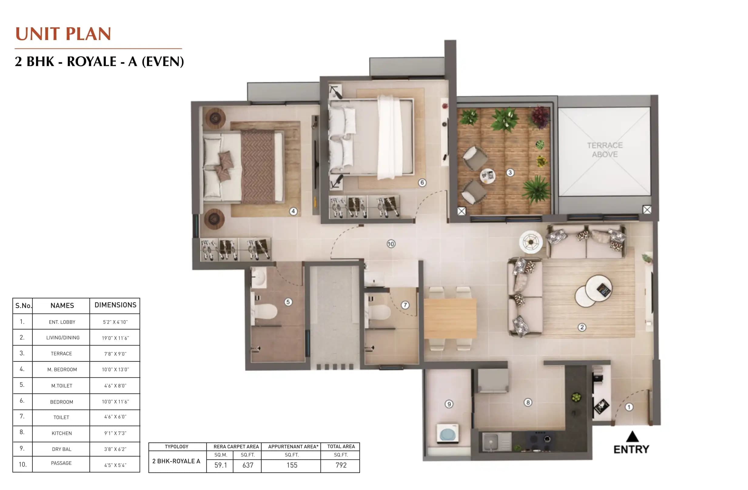 Unit plan - 792 sq.ft.