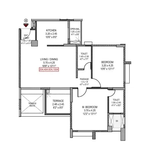 Unit plan - 941 sq.ft.