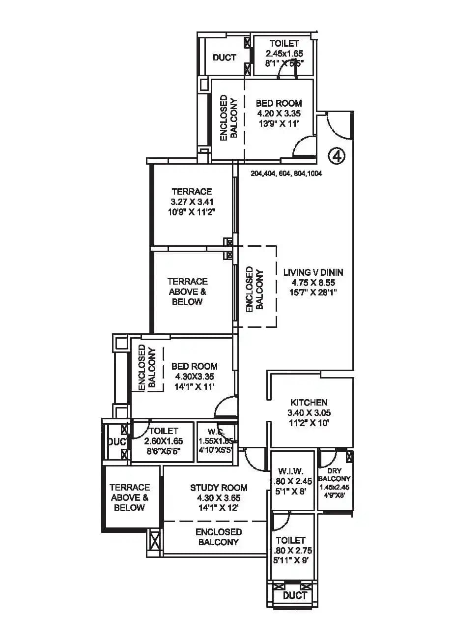 Park Titanium Unit plan - 2201 sq.ft.