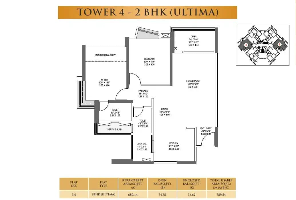 Unit plan - 789 sq.ft.