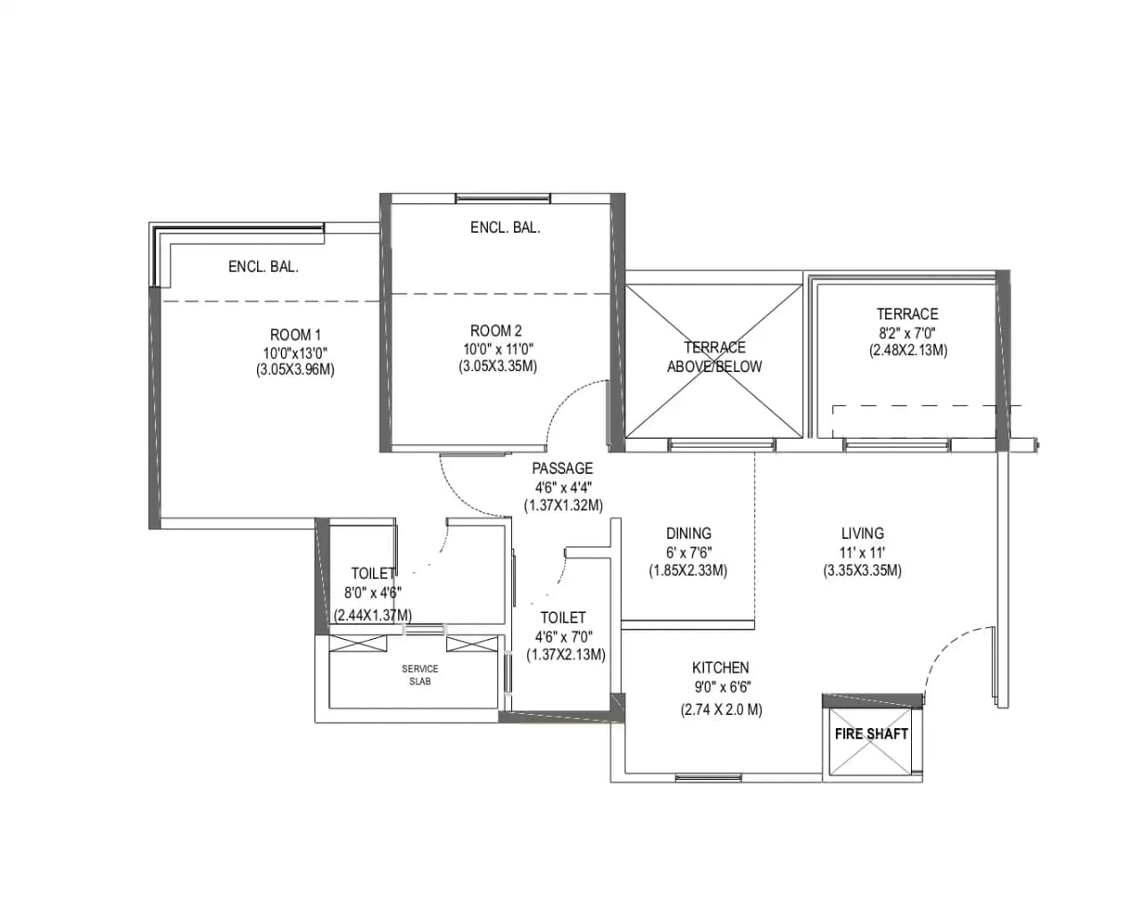 Park Connect Unit plan - 640 sq.ft.