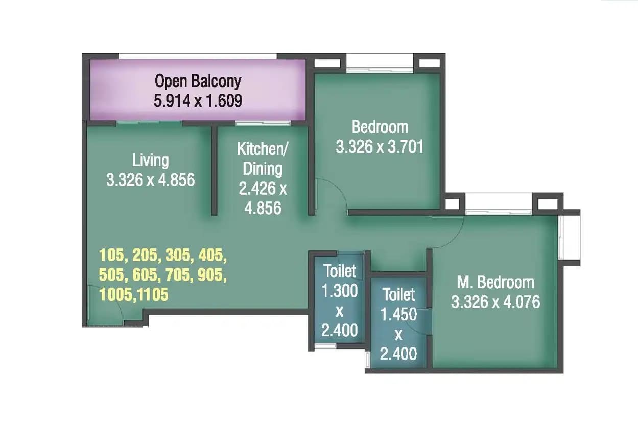 Kumar Primavera Unit plan - 860 sq.ft.