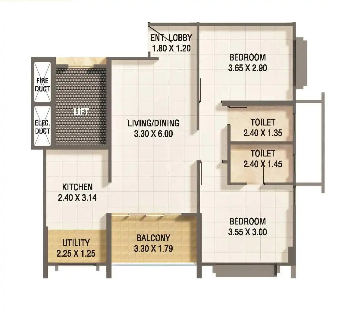 Kumar Prajwal Unit plan - 805 sq.ft.