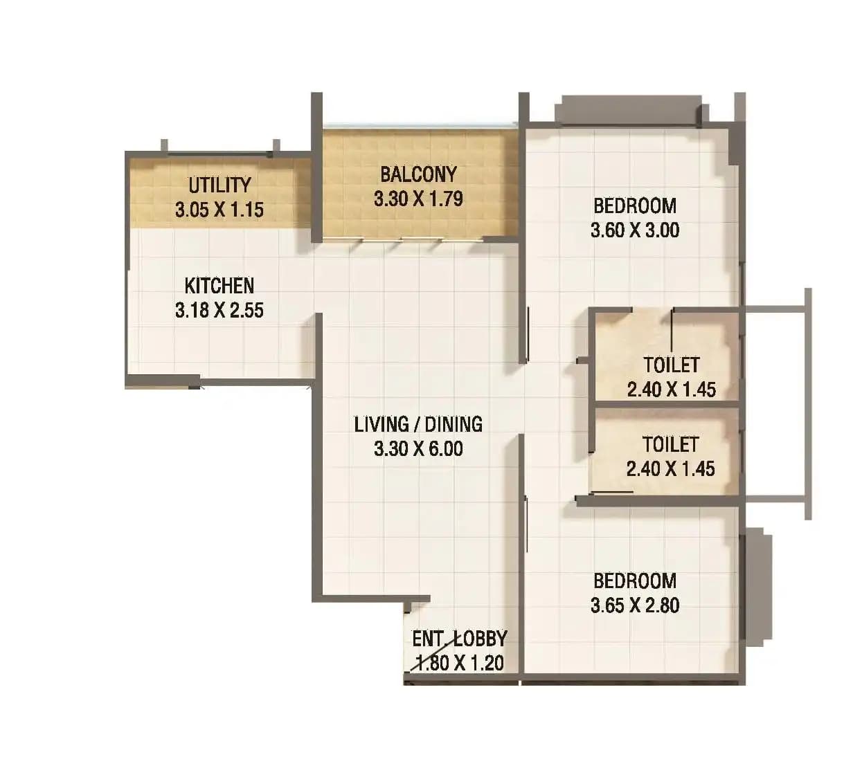 Kumar Prajwal Unit plan - 813 sq.ft.