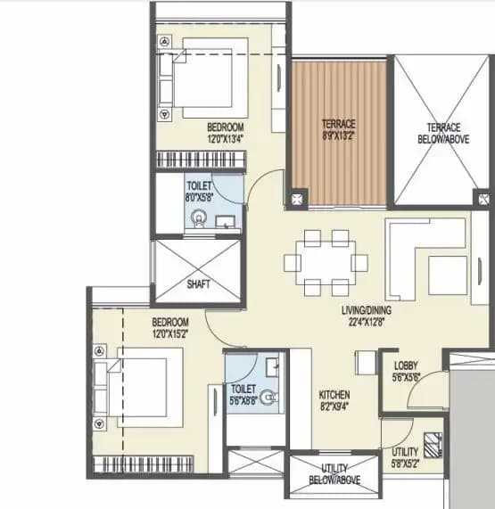 Unit plan - 1832 sq.ft.
