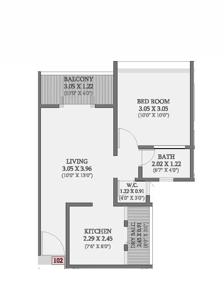Ganga Vasant Unit plan - 458 sq.ft.