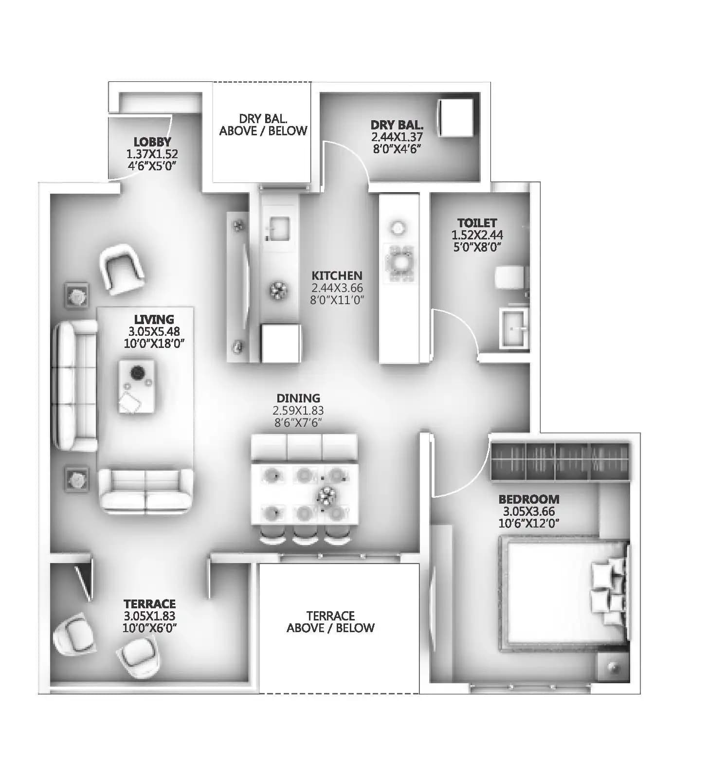 Unit plan - 656 sq.ft.