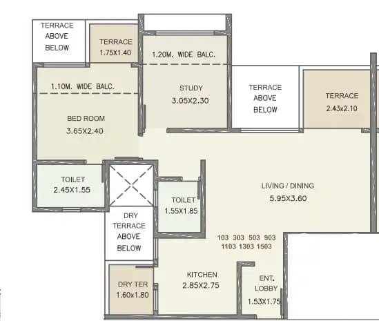 Unit plan - 852 sq.ft.