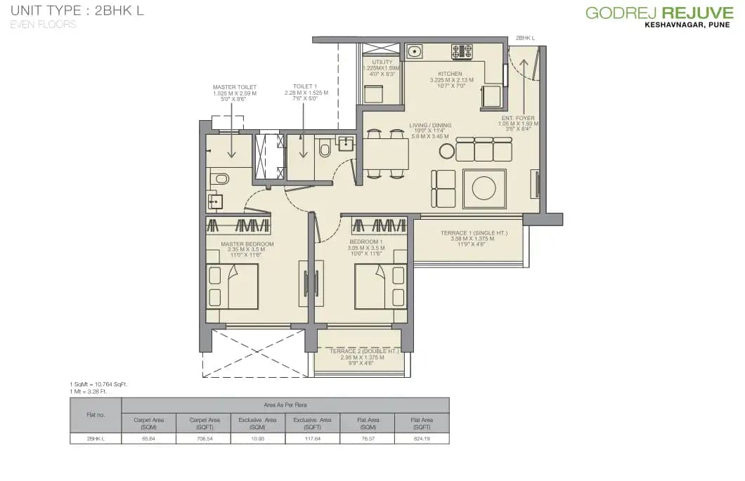 Unit plan - 824 sq.ft.