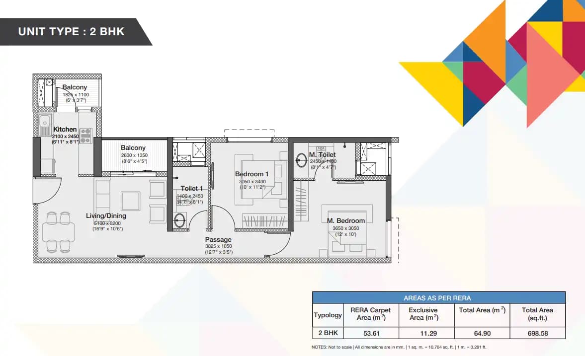 Godrej Nurture Unit plan - 700 sq.ft.