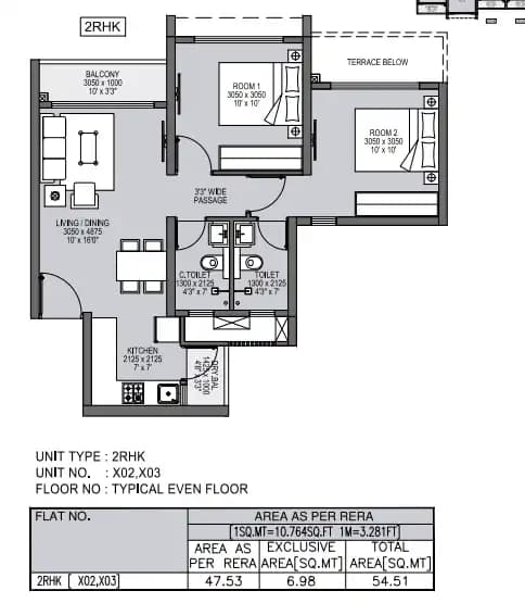 Godrej Forest Grove Unit plan - 587 sq.ft.