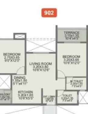 Unit plan - 737 sq.ft.