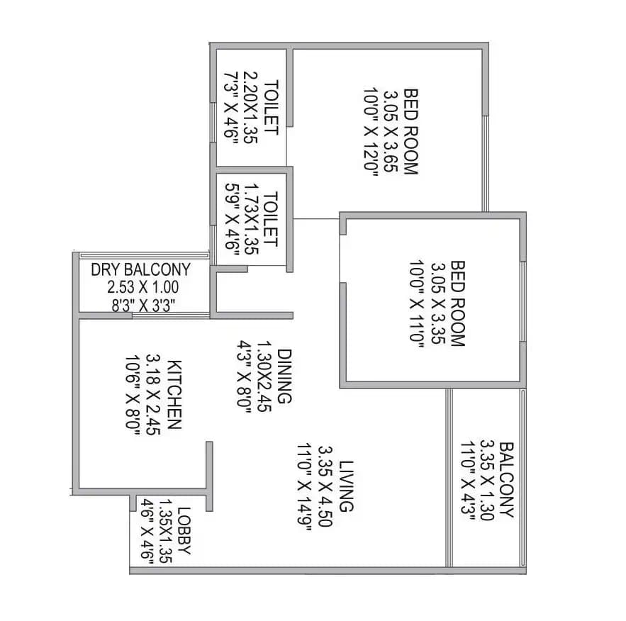 Unit plan - 731 sq.ft.