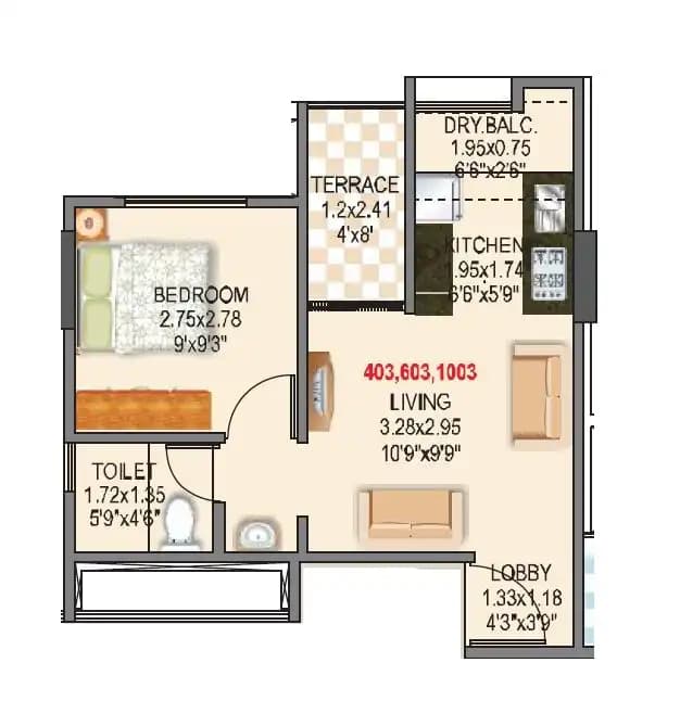 Unit plan - 338 sq.ft.