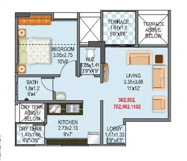 Unit plan - 439 sq.ft.