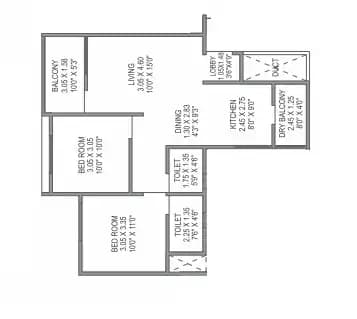 Mantra Moments Unit plan - 689 sq.ft.