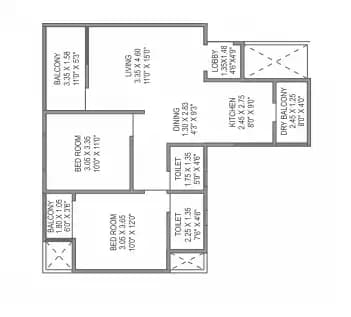Mantra Moments Unit plan - 759 sq.ft.