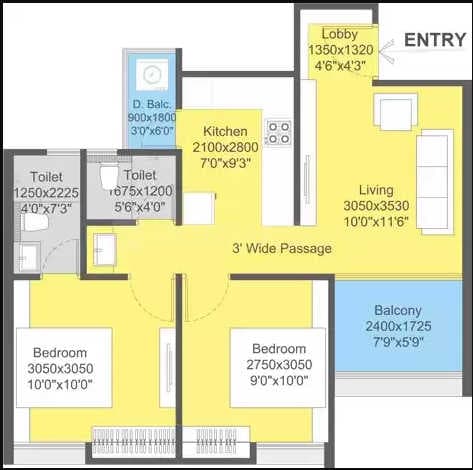 Majestique Rhythm County Unit plan - 724 sq.ft.
