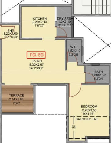 Majestique City Unit plan - 450 sq.ft.