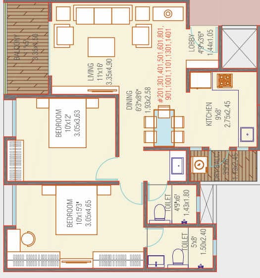Unit plan - 824 sq.ft.