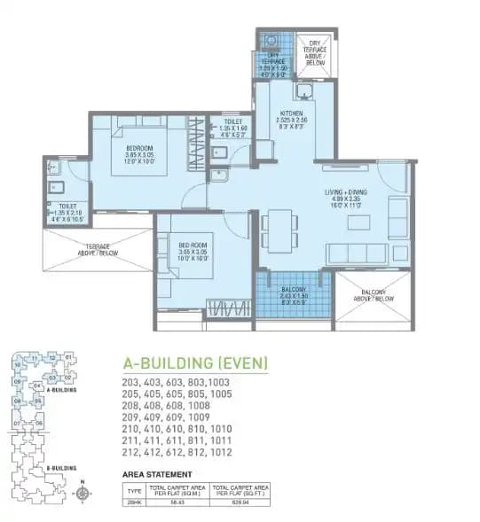 JN Adiamville Unit plan - 629 sq.ft.