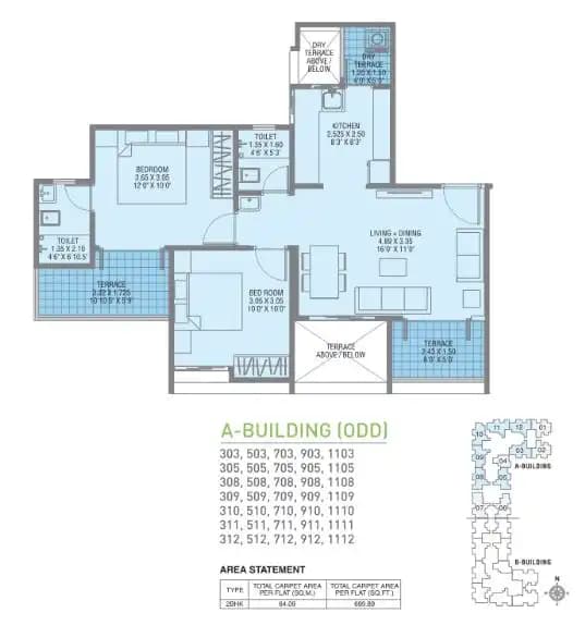 JN Adiamville Unit plan - 690 sq.ft.