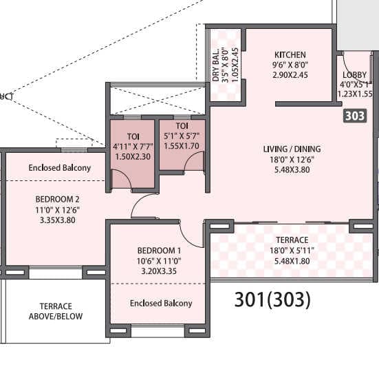 Pethkar Siyona Phase 2 Unit plan - 881 sq.ft.